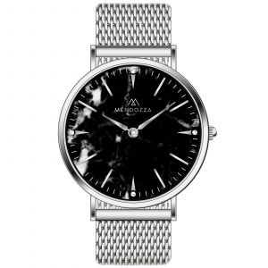 Mendozza Uhr MW-PS0104L-SML Black Marble Marmoruhr Silber