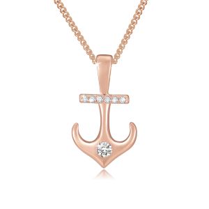 🦚 Mendozza Kette MJ-NE23030L Damen-Kette 925 Sterlingsilber Anker Anhänger Roségold