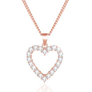 🦚 Mendozza Kette MJ-NE23002L Damen-Kette 925 Sterlingsilber Herz Anhänger Roségold
