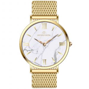 Mendozza Uhr MW-OG0200H-GML White Marble Marmor Armbanduhr Gold