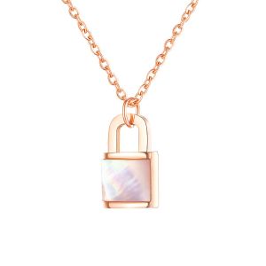 🦚 Mendozza Kette MJ-NE03150L Damen-Kette Schloss Anhänger Roségold