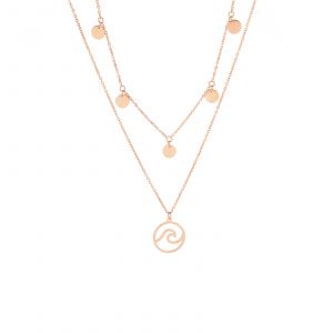 🦚 Mendozza Kette MJ-NE03751L Damen Doppelkette Roségold Wellen Anhänger