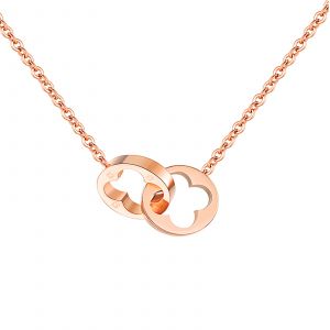 🦚 Mendozza Kette MJ-NE03171L2 Damen-Kette Kleeblatt Anhänger Roségold