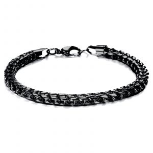 🦚 Mendozza Armband Herren Edelstahlarmband Zopfkette 6 mm Karabinerverschluss Schwarz 21 cm (M)ca. 21,0 cm 🦚 Mendozza Armband Herren Edelstahlarmband Zopfkette 6 mm Karabinerverschluss Schwarz 21 cm (M)ca. 21,0 cm