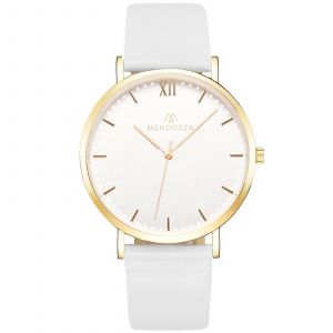 Mendozza Uhr MW-RG0200H-WL White Moon Armbanduhr Leder Weiß Gold